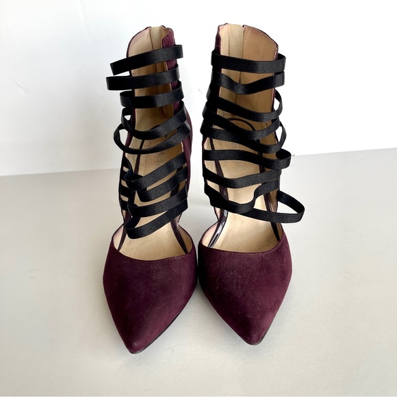 NINE WEST | Purple Elastic Detail Faux Suede Booties Sz 9 - Picture 7 of 11